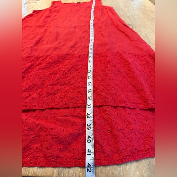 Terzo Millennio Red Linen Sleeveless Dress Size Large Midi Maxi - Picture 6 of 6